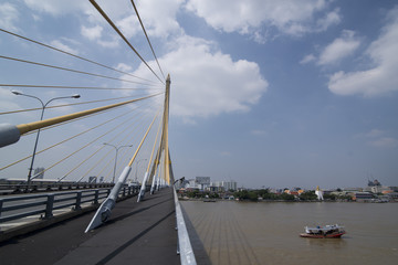 THAILAND BANGKOK CHAO PHRAYA RIVER BRIDGE