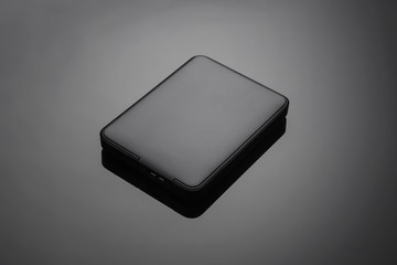 hard disk external on black background