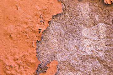 Damaged Painted Orange Brown Old Wall Background Texture.
