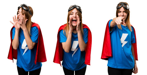 Pretty superhero girl shouting © luismolinero