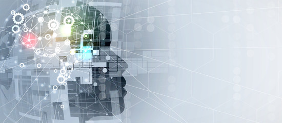 Artificial intelligence. Technology web background. Virtual concept