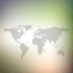 Political world map on blurred background, illustration
