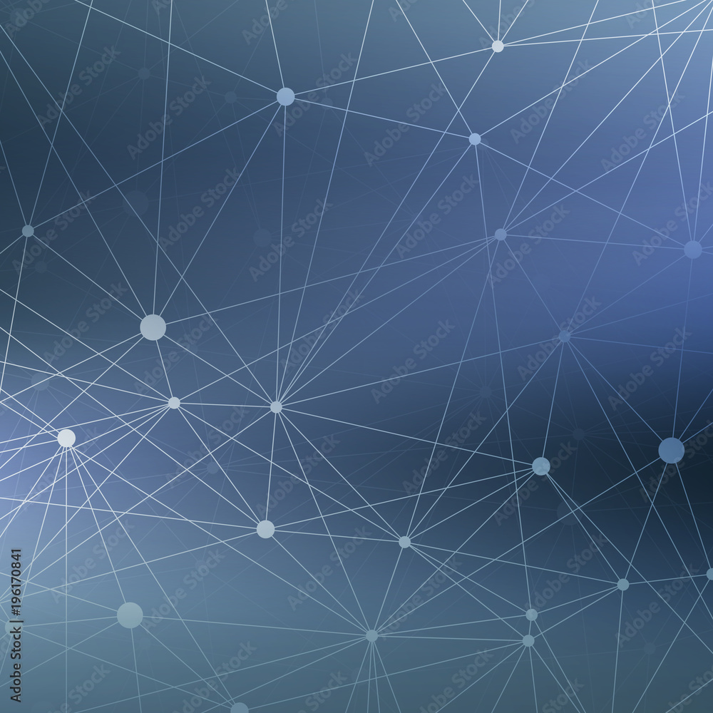 Poster Geometric abstract background with connected lines and dots for your design, illustration