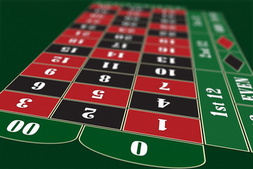 American Roulette Table perspective raster illustration, shallow DoF