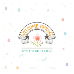 Spring - Easter is a beautiful badge, like a sticker for social networks.