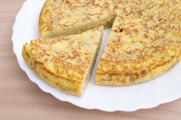 potato omelette on a white plate