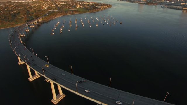 4k San Diego Coronado Bridge Sun Rise 006 High Hover