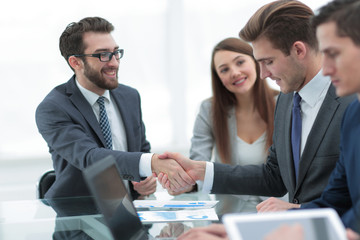 Business concept. Handshake for make agreement in contract