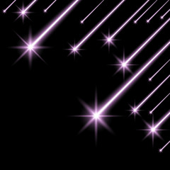 Glowing falling stars, purple color