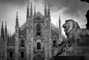 Photo sur Plexiglas Monument Milan Duomo detail - black and white image