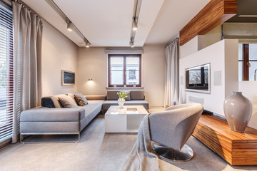 Lights in spacious living room