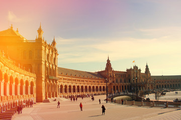 Obraz premium Very beautiful Plaza de españa, Seville, Spain, February 2018.