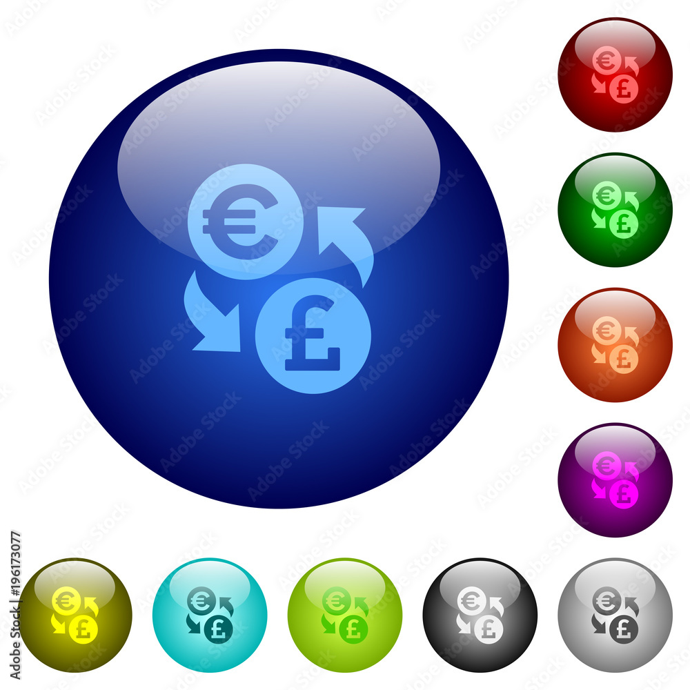 Sticker euro pound money exchange color glass buttons