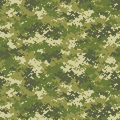 Camouflage seamless pattern. Pixel camo, repeat print. Vector illustration.