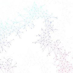 Colorful graphic illustration molecule and communication. Connected lines with dots  for your design