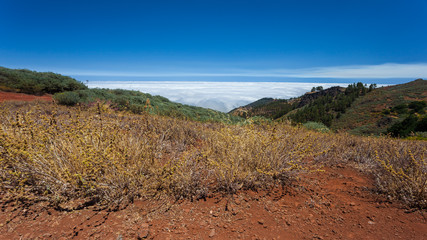 Gran Canaria panorama layer of clouds seen from above, Canary Islands, Spain