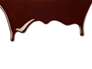 close up of chocolate syrup on white background