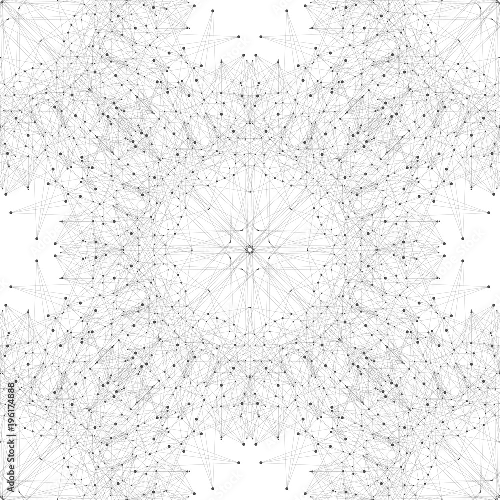 Poster seamless graphic texture molecule and communication. connected lines with dots. illustration