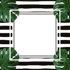 Vector template for wedding invitation, sale banner, poster with palm leaves and place for your text.