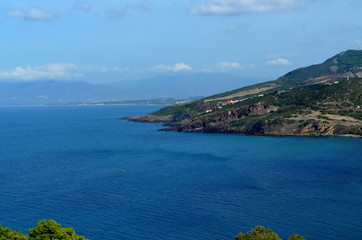 Panoramic view of the beach and the crystal sea of Sardinia