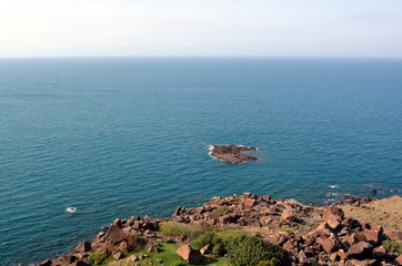Panoramic view of the beach and the crystal sea of Sardinia