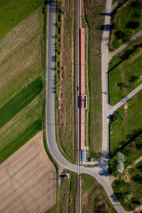 Aerial view of railroad tracks


