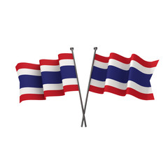 Thailand flags crossed isolated on a white background. 3D Rendering
