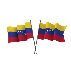 Venezuela flags crossed isolated on a white background. 3D Rendering