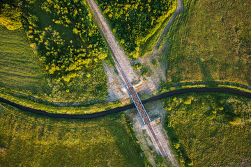 Aerial view of railroad tracks

