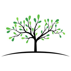 Green tree with wide branches symbol