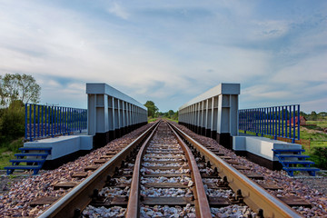 Fototapeta na wymiar Railroad in sunset, railway