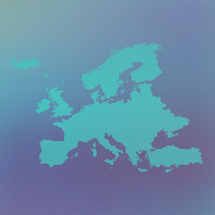Europe dotted map on blue background, illustration