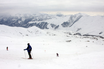 Fototapeta na wymiar Ski resort Gudauri in Georgia Caucasus mountains.
