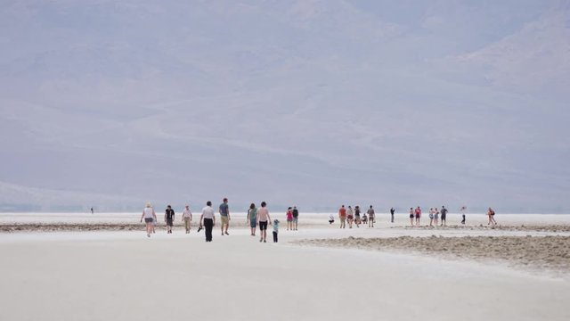 People visiting the Badwater Basin