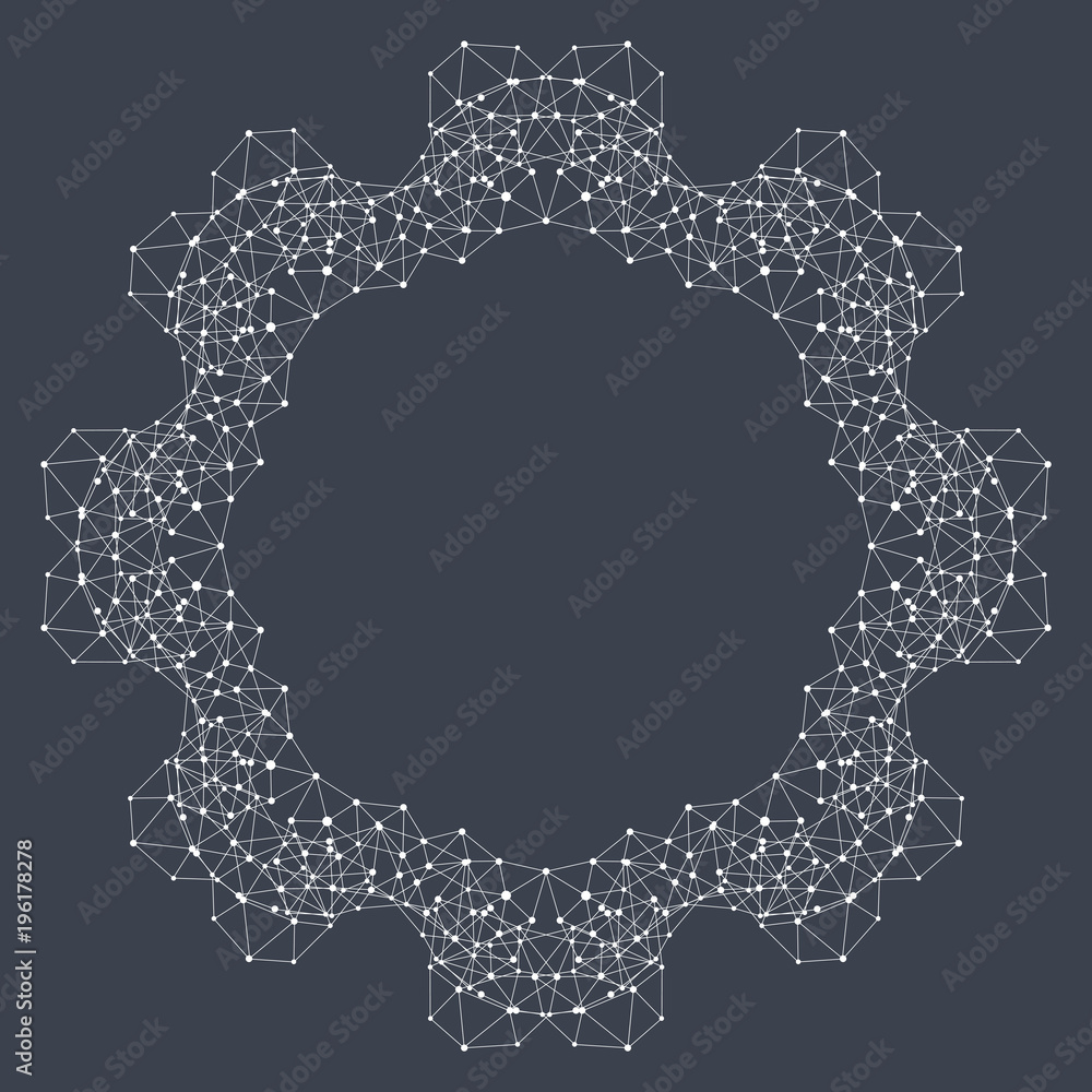 Aufkleber geometric abstract form with connected line and dots, illustration