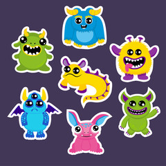 Obraz na płótnie Canvas Fashion patch badges with halloween monsters, pumpkin ghost, fuzzy. Very large set of girlish and boyish halloween stickers, patches in cartoon isolated.Trendy print for backpacks, things,clothes