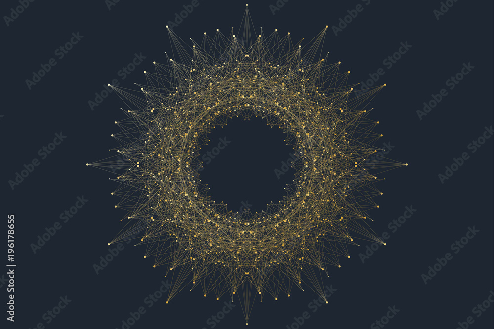Aufkleber geometric abstract round form with connected line and dots. graphic composition for medicine, scienc
