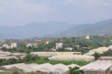 Fototapeta na wymiar View of the village in the mountains