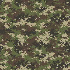 Camouflage seamless pattern. Trendy style camo, repeat print. Vector illustration. - obrazy, fototapety, plakaty
