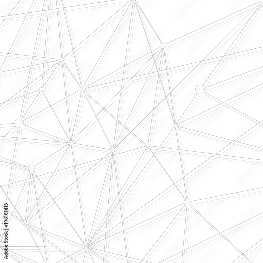 Poster Graphic abstract background communication. Geometric scientific pattern with compounds. Minimal array lines and dots. Lines plexus. Digital data visualization. Scientific illustration.