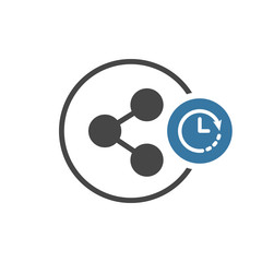 Share icon with clock sign. Share icon and countdown, deadline, schedule, planning symbol