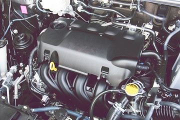 Close up detail of car engine