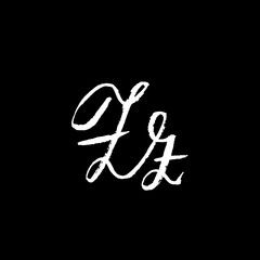 Letter z. Handwritten by dry brush. Rough strokes textured font. Vector illustration. Grunge style elegant alphabet.