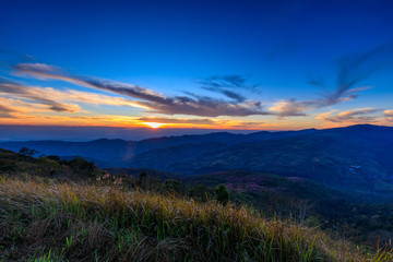 Fototapeta na wymiar Beautiful sunrise in the morning on high mountain.