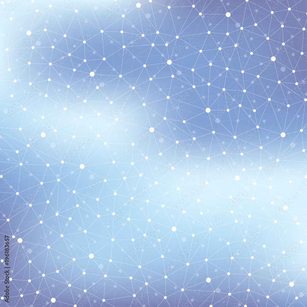Poster Geometric abstract background with connected line and dots. Modern stylish polygonal backdrop for your design, illustration.
