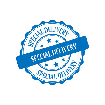 Special delivery blue stamp illustration