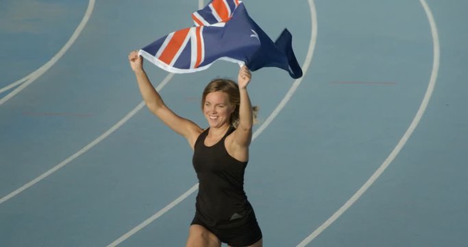 An Australian Athlete Flying the National Flag of Australia.