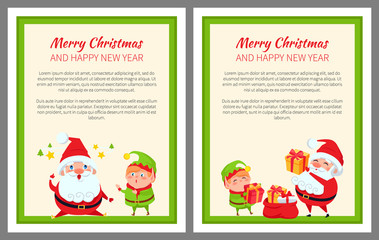 Merry Christmas Santa, Gifts Vector Illustration