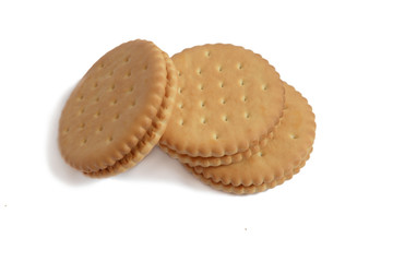 Three cracker cookies isolated on white background