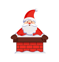 Santa Claus in Chimney Icon Vector Illustration